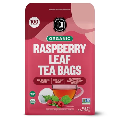 Red Raspberry Leaf Tea Bags - Organic Caffeine-Free Herbal Tea, 100 Count - Variation: Raspberry Leaf