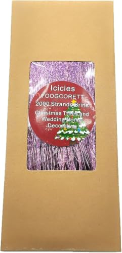 YOOGCORETT 2000 Strand Pink Iridescent Icicles Tinsel 18" Christmas Tree Decor (4# Pink Iridescent)