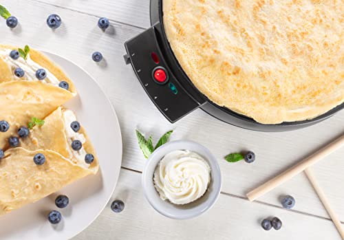 CucinaPro 12" Crepe Maker, Non-Stick Electric Griddle Pan w Batter