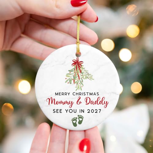 Pregnancy Announcement Christmas Ornament - Expecting Baby 2027 Gift for New Parents
