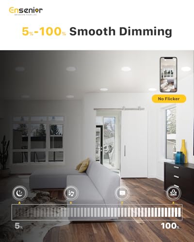 Ensenior 6 Inch LED Recessed Ceiling Light - 6000K, 1200LM, 12W, IC Rated, Dimmable, Pack of 12