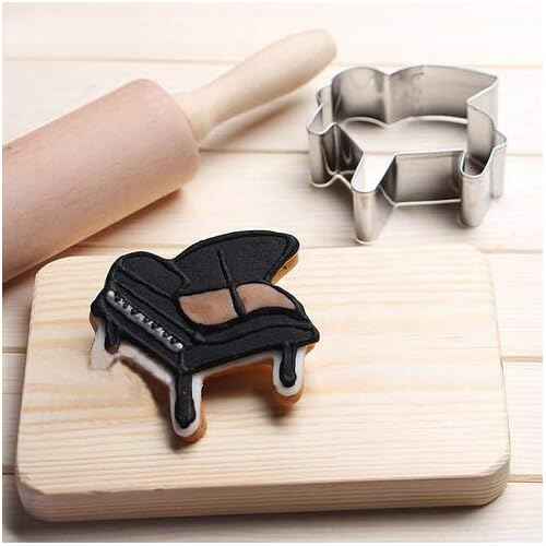 Guitar, Piano,Musical Notes Sign Music Theme Biscuit Cookie Cutter 5 Piece Set - Stainless Steel
