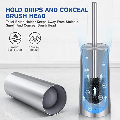 Toilet Brush and Holder, 2 Pack Stainless Steel, Bowl for Bathroom