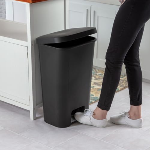 Sterilite 11.9 Gal Rectangular Step-On Wastebaskets 4 Pack Black Kitchen & Office