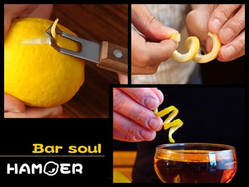 HAMOER Channel Knife Zester - Fruit and Vegetable Tool for Decorating Cocktails, Desserts, and Salads Stainless Steel Tip Wooden Handle