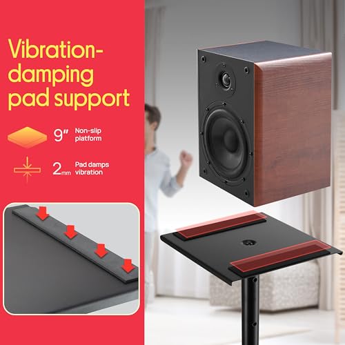 Pyle Speaker Stand Pair for SONOS Play 1 & 3 - Adjustable Height, Heavy Duty Tripod Base - Speaker Amplifier Stand, Black (Model: PSTND35.0) - Speaker Stand Mounts