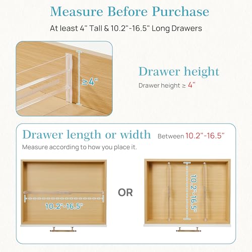 Vtopmart 18 Pack Adjustable Clear Drawer Dividers - 4" High, 10.2-16.5" Length