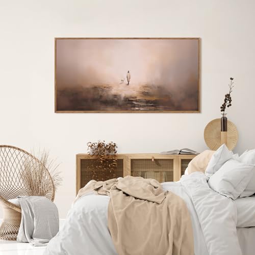 Religious Wall Art Canvas - Jesus Leaves The 99 Parable of The Lost Sheep 40x20 Inch - Variation of Jesus Leaves The 99