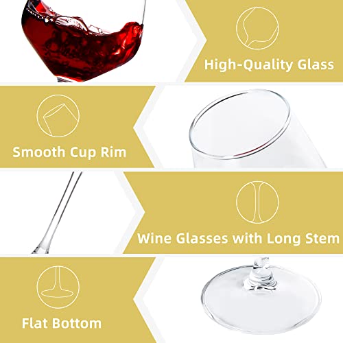 SHYRC 12oz Clear Red & White Wine Glasses Set of 12 - Long Stem Drinkware for Party & Wedding
