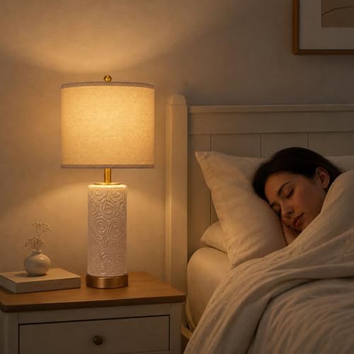 25.5-Inch Boho Ceramic Table Lamps Set of 2 with Dimmable Bulbs & USB Ports