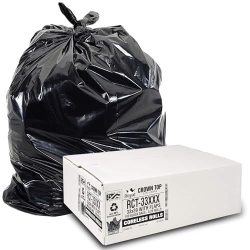 Heavy Duty 33 Gallon Trash Bags - 2 Mil Thick Contractor Garbage Liners, 100 Pack