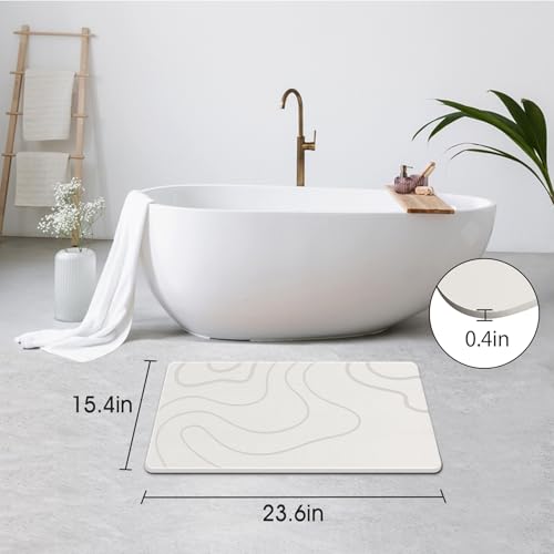 ZIKIBL White Diatomaceous Earth Stone Bath Mat - Quick Dry, Non-Slip Bathroom Rug