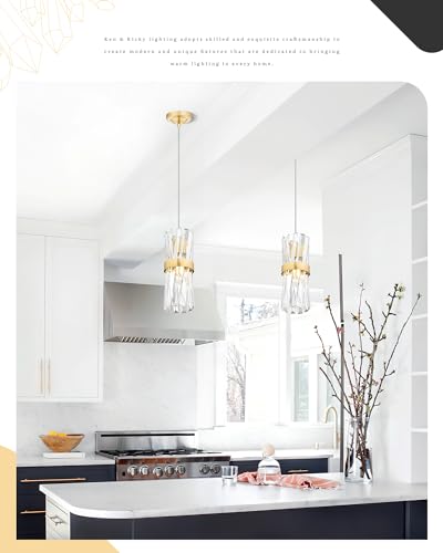 Ken & Ricky Gold Pendant Lights 3-Pack Kitchen Island Lighting - Mesh Crystal Design