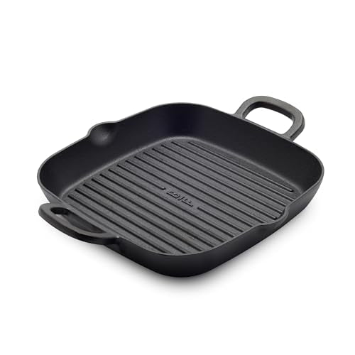 11-Inch Square Cast Iron Grill Pan - Pre-Seasoned Non-Stick Cookware with High Ridges
