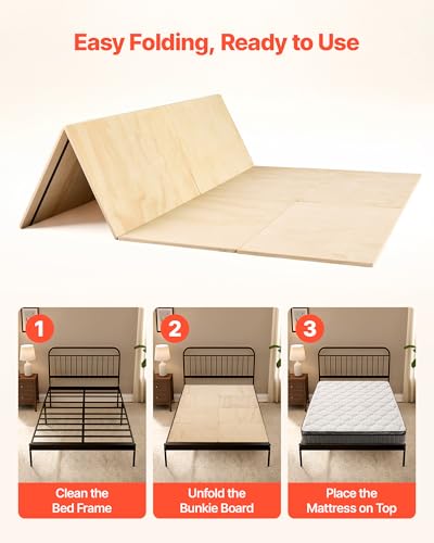 King Size Foldable Bunkie Board for Mattress Support - Anti-Sag Platform Bed