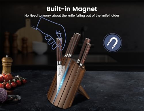 SYOKAMI 2026 Upgrade Kitchen Knife Set, Foldable Magnetic Acacia Wood