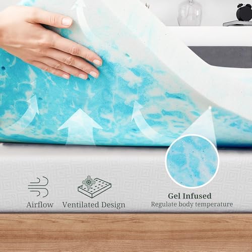 Blue Full 3 Inch Gel Memory Foam Mattress Topper - Ventilated Bed Pad