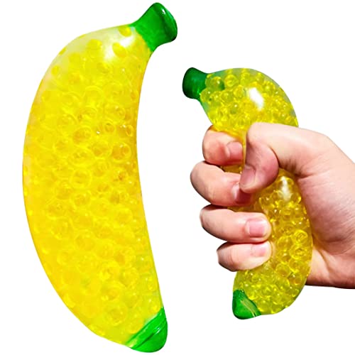 Squishy Banana Stress Balls - Stretchy Fruit Stress Balls for Adults and Party Favors, Yellow Squishy Banana Dough Ball for Vase Filler, Home Decoration, Christmas Decoration, Easter Basket Stuffers