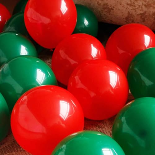 100pcs 12inch Red Balloons and Dark Green Balloons for Birthday Christmas Party Decorations