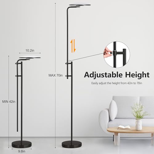 Bright Floor Lamp - Tall Standing Lamp for Living Room, Black, 32W