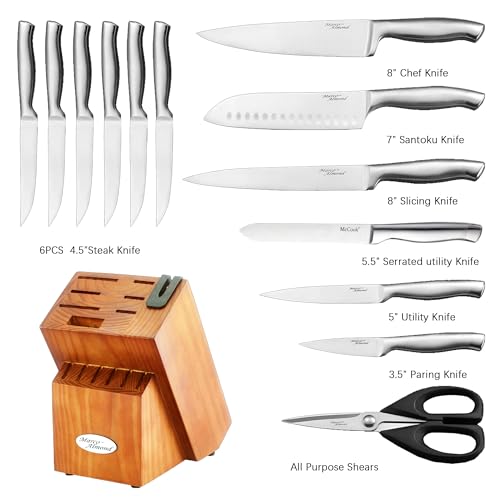 14-Piece Knife Block Set with Built-in Sharpener - Cherry Finish