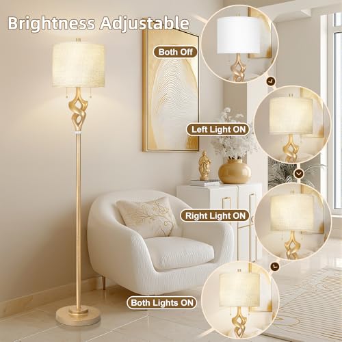 Gold Leaf Sculptural Floor Lamp with Marble Base - 65.5 Inches