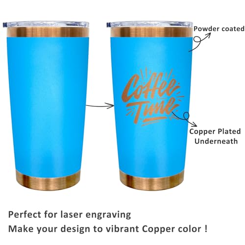 FunTrans 20 oz Blue Insulated Stainless Steel Tumbler with Lid - Durable & Customizable