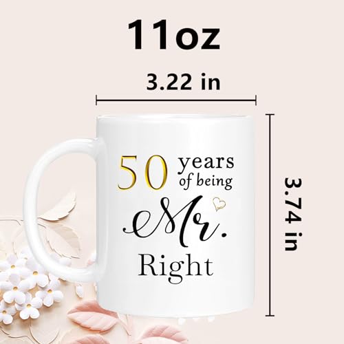 50 Year Anniversary Coffee Mug Gifts Set of 2 with Gift Box Packaging (50th) ERYUWOZA