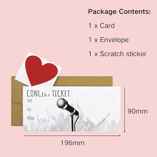 CJ&M Personalized Concert Surprise Scratch Card 7.72 x 3.54 inches - Music Ticket Gift