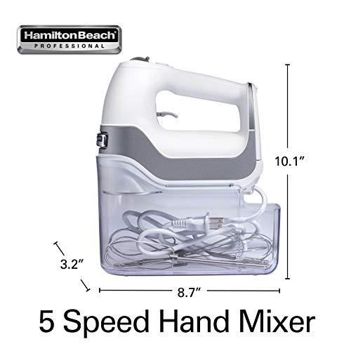 Hamilton Beach Professional 5-Speed Electric Hand Mixer White with Storage Case