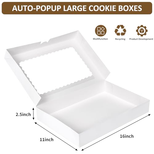 Moretoes 40pcs Large Bakery Boxes with Window - 16x11x2.5 Inches Cookie Gift Packaging (Variation of THIS listing)