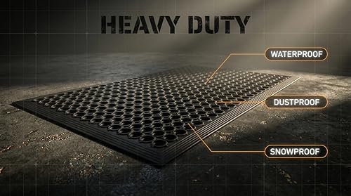 Outdoor Rubber Floor Mat 60x35 Inches - Heavy Duty Non-Slip Entrance Mat