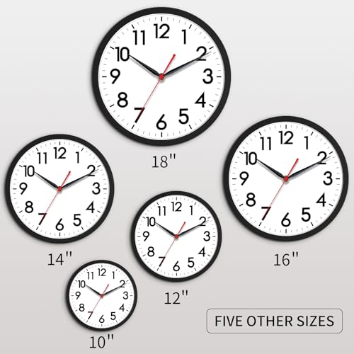AKCISOT 18 Inch Wall Clock Black Silent Battery Operated Analog Clock - Variation: A Black / 18 Inch