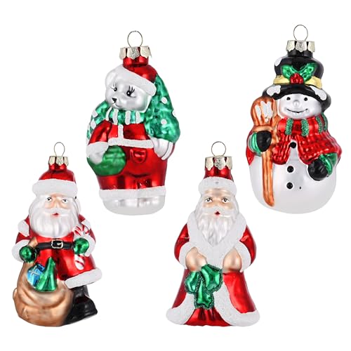 Valery Madelyn Christmas Glass Ornaments Set - 4 Decorative Holiday Balls