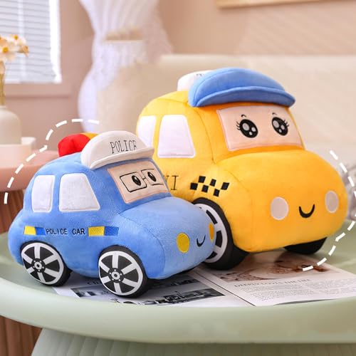 Bus Plush Toy car Plush Simulation School Bus Cute Cartoon Pillow Stuffed Van car Cushion Plush car Gift Cushion Children's Birthday Party Gift (11X7X6Inch) (Police car)