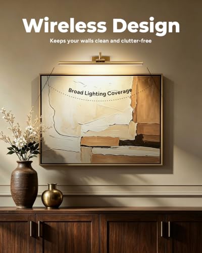 Brass Battery Operated Picture Light 23.6 Inch with Remote & Dimming