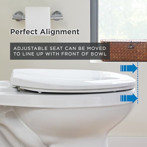 Gerber Soft-Close Elongated Toilet Seat, Adjustable Fit, White