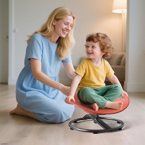 Pozoera Sensory Spinning Chair for Kids Orange Safety Handle Kids Play