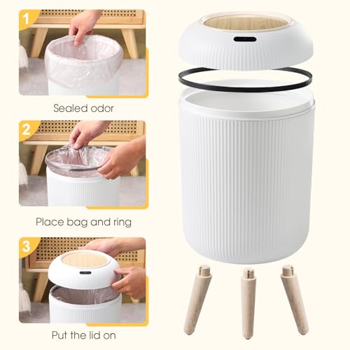 ONLCUK White Motion Sensor Bathroom Trash Can 3 Gallon Touchless Waste Bin
