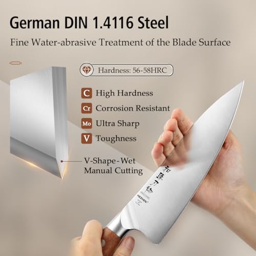 HEZHEN 3-Piece Chef Knife Set, High Carbon Stainless Steel, Full Tang Handles