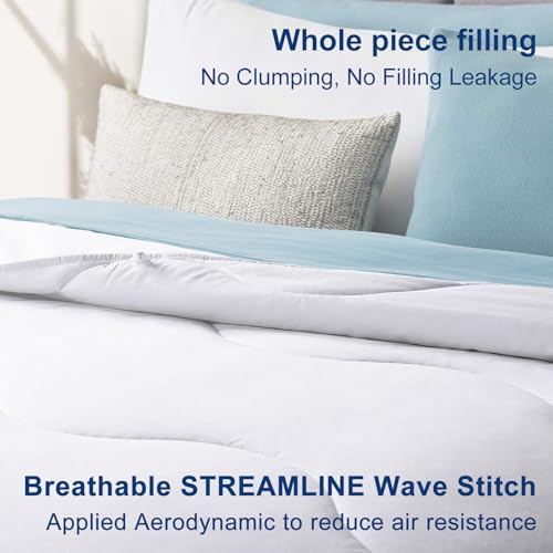 King Size Cooling Comforter - All Season White Lightweight Duvet Insert