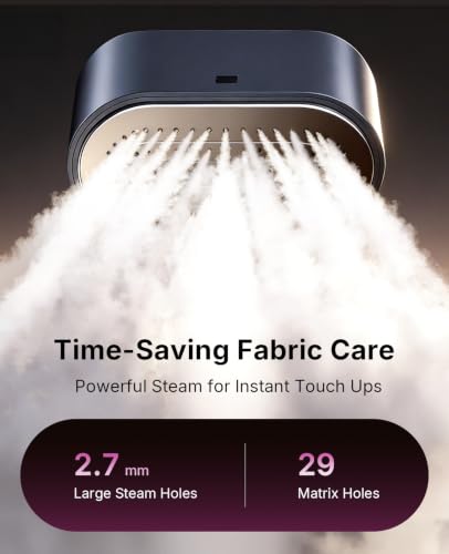 Handheld Garment Steamer with 90g/min Boost & 38g/min Continuous Steam, 220ml Capacity, 29 Large Holes, 2-in-1 Iron & Steamer