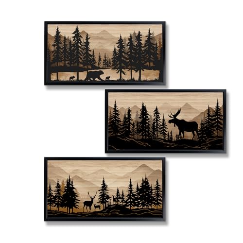 Rustic Cabin Wall Art Set - Woodland Animal Decor for Bathroom & Bedroom