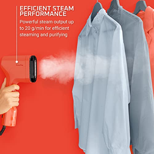 Travel Handheld Garment Steamer 1150W with Reversible Velvet & Lint Pad - Red