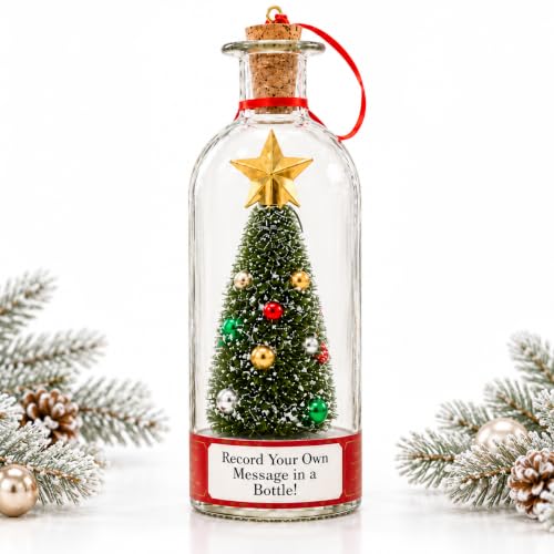 CRILEAL Green Recordable Christmas Tree Bottle Ornament - 25-Second Voice Message Keepsake