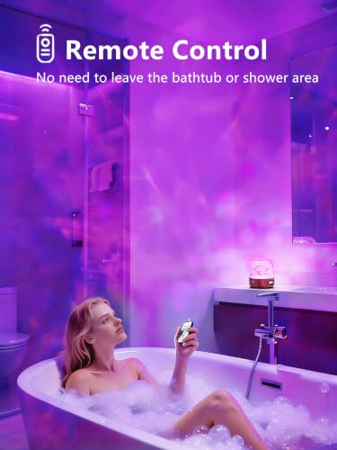 Waterproof Shower Lamp with Bluetooth Speaker & Ocean Wave Projector - 16 Colors & Remote Control
