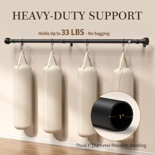 Black Heavy Duty Curtain Rods for Windows 28-90 Inch - 2 Pack, Adjustable & Support Up to 33 lbs, Modern Nordic Style