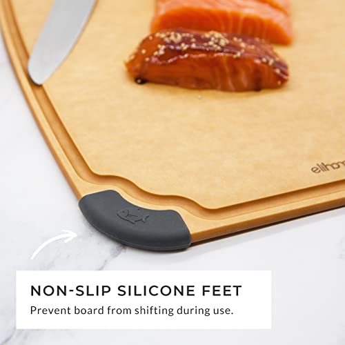 14-Inch Natural Wood Fiber Composite Cutting Board with Juice Grooves & Non-Slip Feet - Reversible, Dishwasher Safe