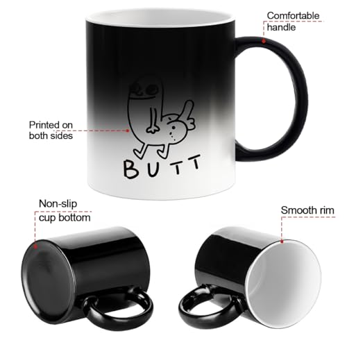 Funny Heat Changing Coffee Mug - Gag Gift for Adults, Men & Women, 11oz