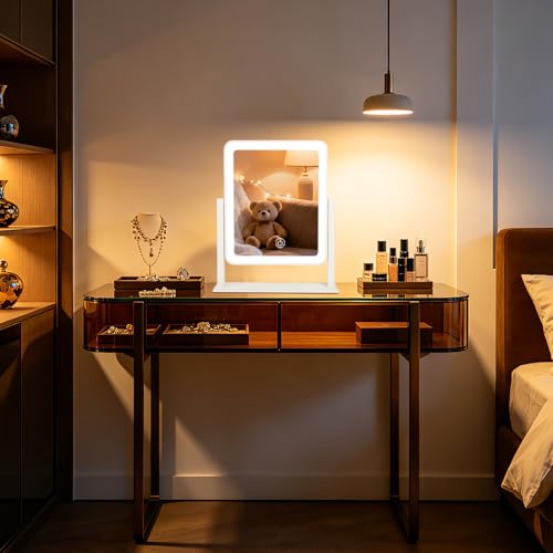 Vanity Mirror with Lights 14x12 inches White LED Makeup Mirror 3 Color Modes